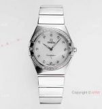 Swiss Grade Copy Omega Constellation 28mm Watch White MOP Dial